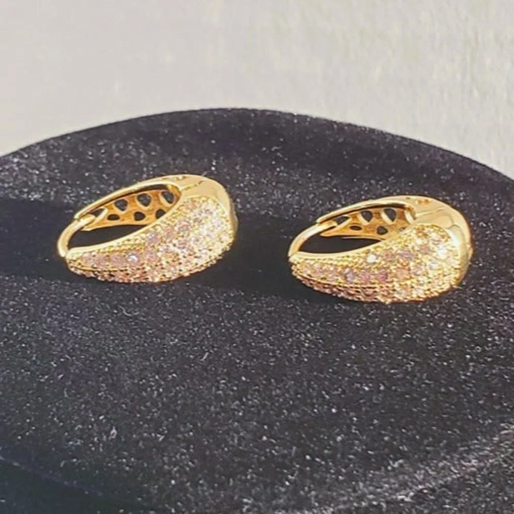 14K Gold Chunky Hoop 2ct Diamond Earrings Womens Oval Hoops Ladies Jewelry 2 ct - Picture 7 of 7